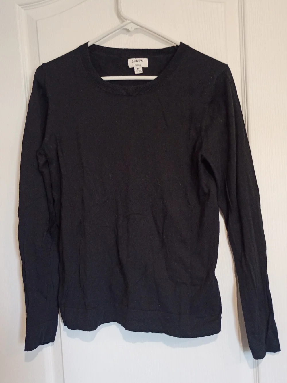 J. Crew Teddie - Black Long-Sleeve Crewneck Shirt - Size M